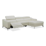 Modrest Rampart - Modern L-Shape RAF White Leather Sectional Sofa with 1 Recliner