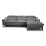 Modrest Rampart - Modern L-Shape RAF Grey Leather Sectional Sofa with 1 Recliner