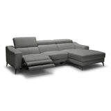 Modrest Rampart - Modern L-Shape RAF Grey Leather Sectional Sofa with 1 Recliner