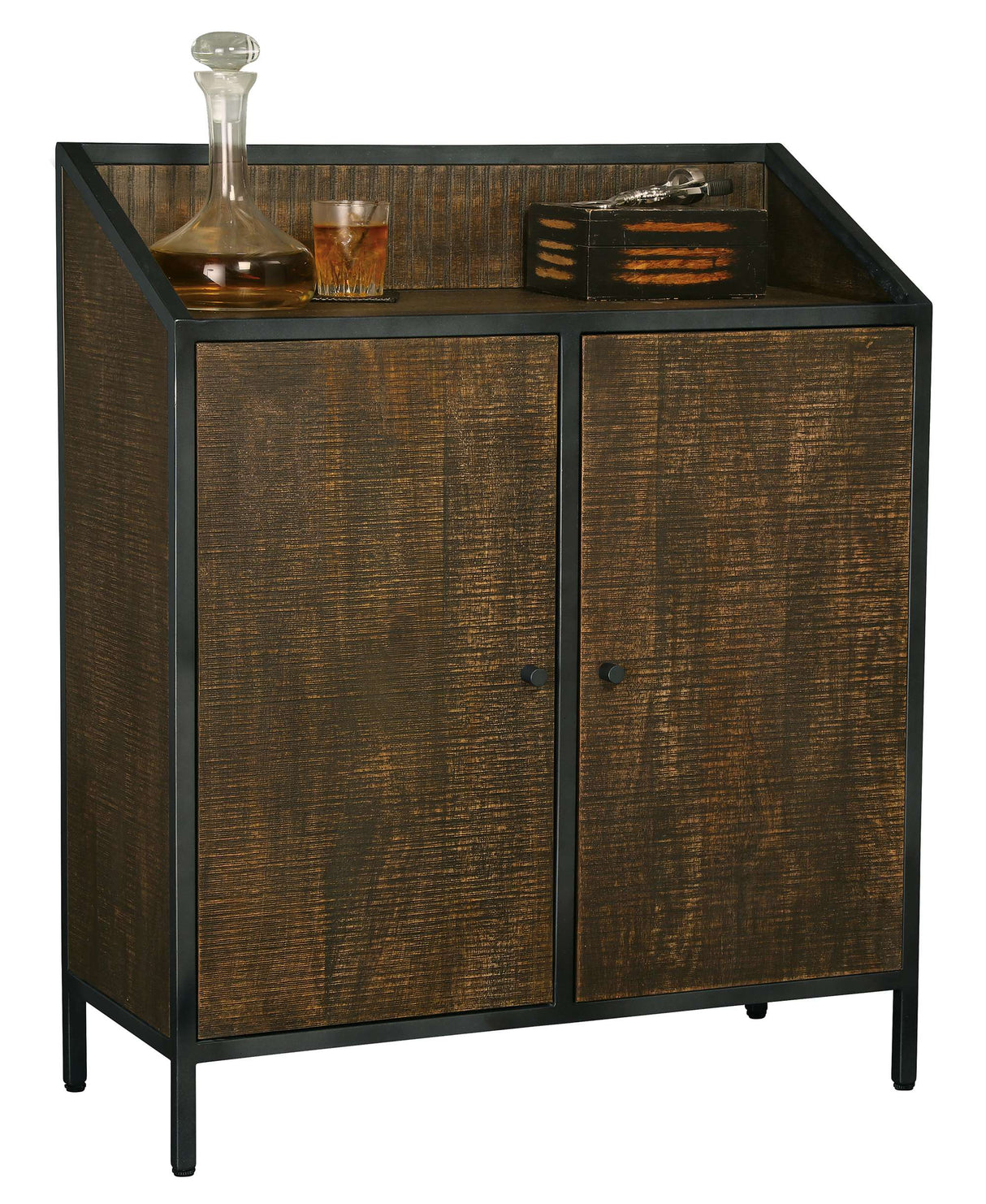 Rare VIntage Wine & Bar Console - front corner closed | Howard Miller