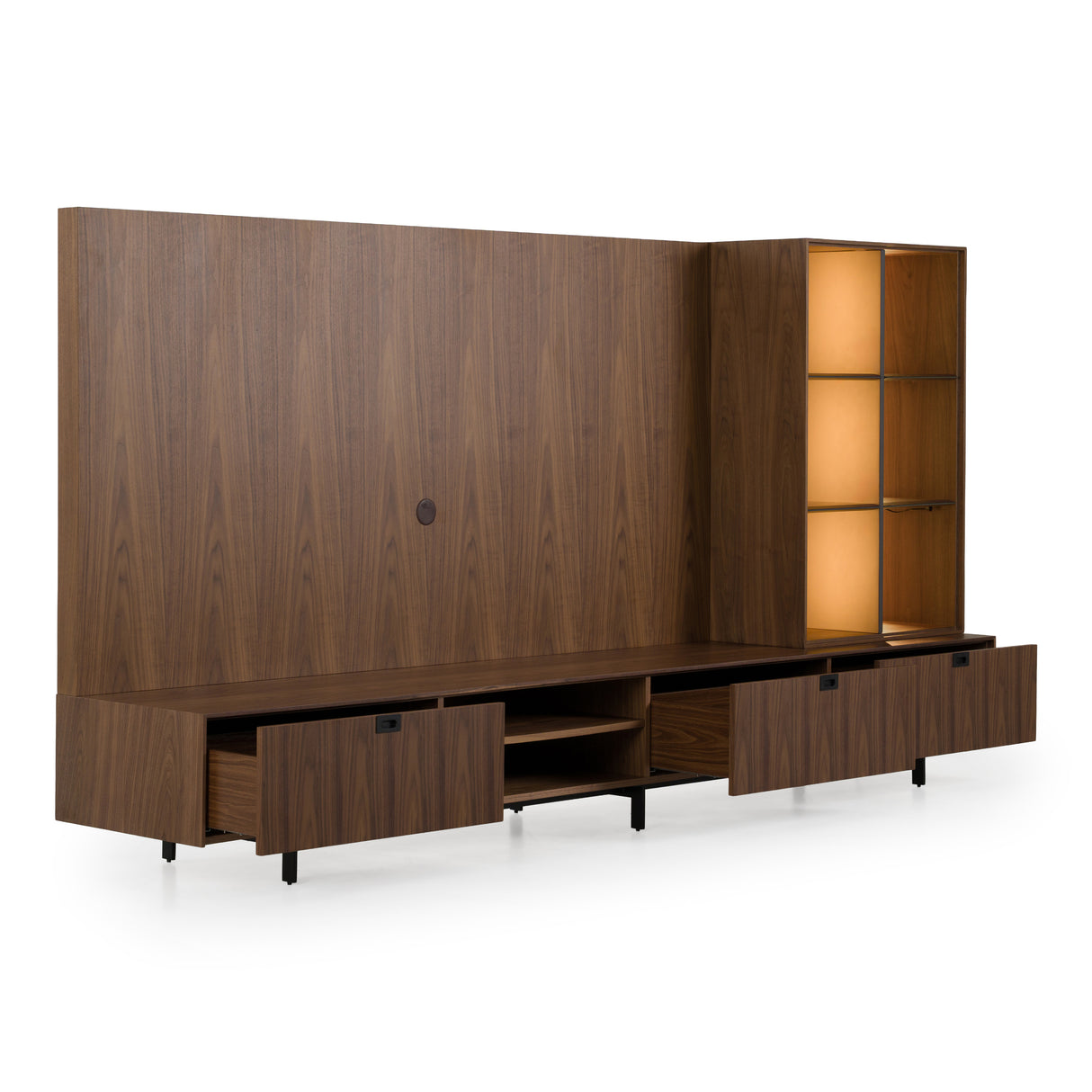 Raskin - Contemporary Walnut Entertainment Center w/ LED Lighting - View Image 1