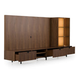 Raskin - Contemporary Walnut Entertainment Center w/ LED Lighting - View Image 1