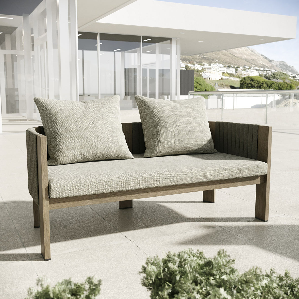 Salvora - Outdoor Beige Fabric & Grey Rope Sofa Set - View Image 1
