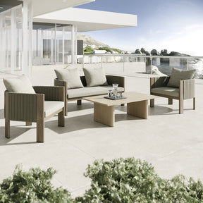 Salvora - Outdoor Beige Fabric & Grey Rope Loveseat - View Image 1