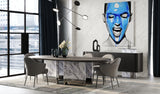 Modrest Renfew - Modern Black Oak + Faux Marble Oval Dining Table