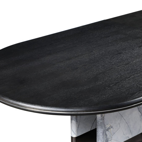 Modrest Renfew - Modern Black Oak + Faux Marble Oval Dining Table