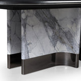 Modrest Renfew - Modern Black Oak + Faux Marble Oval Dining Table