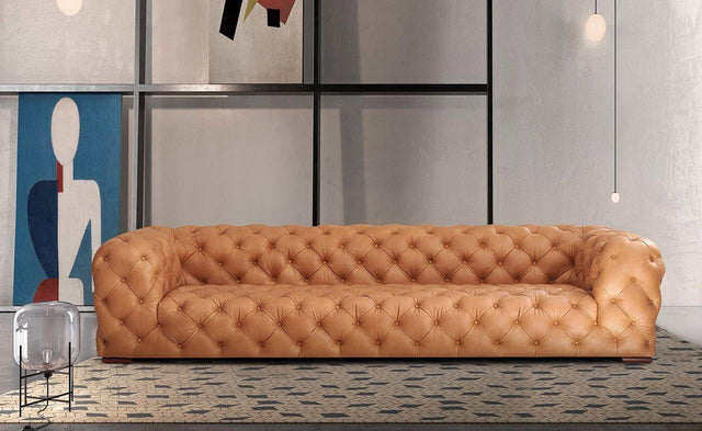 Divani Casa Dexter - Transitional Camel Tufted Sofa | Home Elegance USA