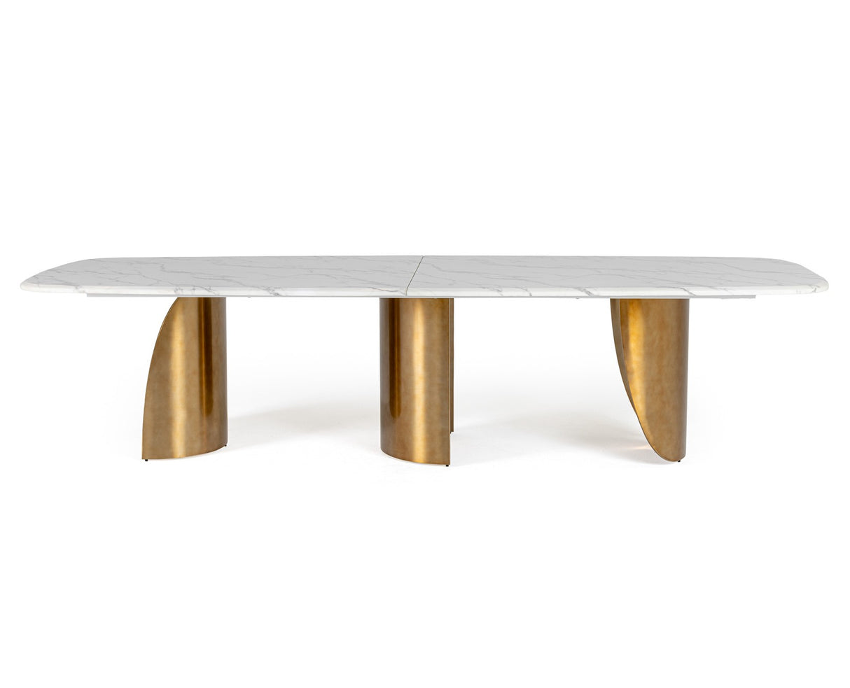 Reynold - Glam Faux Marble + Gold Stainless Steel Dining Table - View Image 1