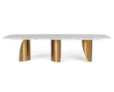 Reynold - Glam Faux Marble + Gold Stainless Steel Dining Table - View Image 1