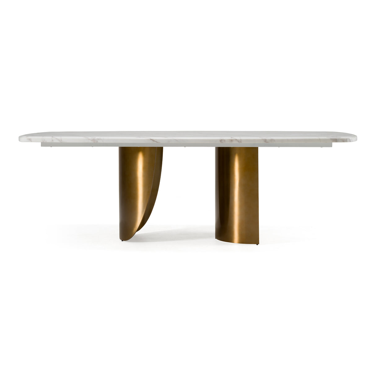 Reynold - Glam Faux Marble + Gold Stainless Steel 94-Inch Dining Table - View Image 1