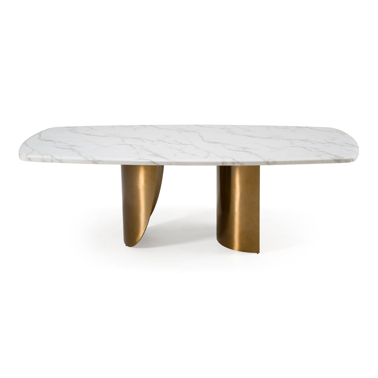 Reynold - Glam Faux Marble + Gold Stainless Steel 94-Inch Dining Table - View Image 1