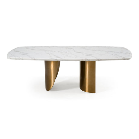 Reynold - Glam Faux Marble + Gold Stainless Steel 94-Inch Dining Table - View Image 1