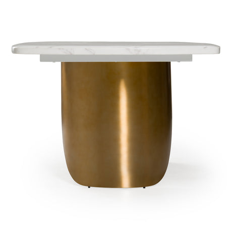 Reynold - Glam Faux Marble + Gold Stainless Steel 94-Inch Dining Table - View Image 1