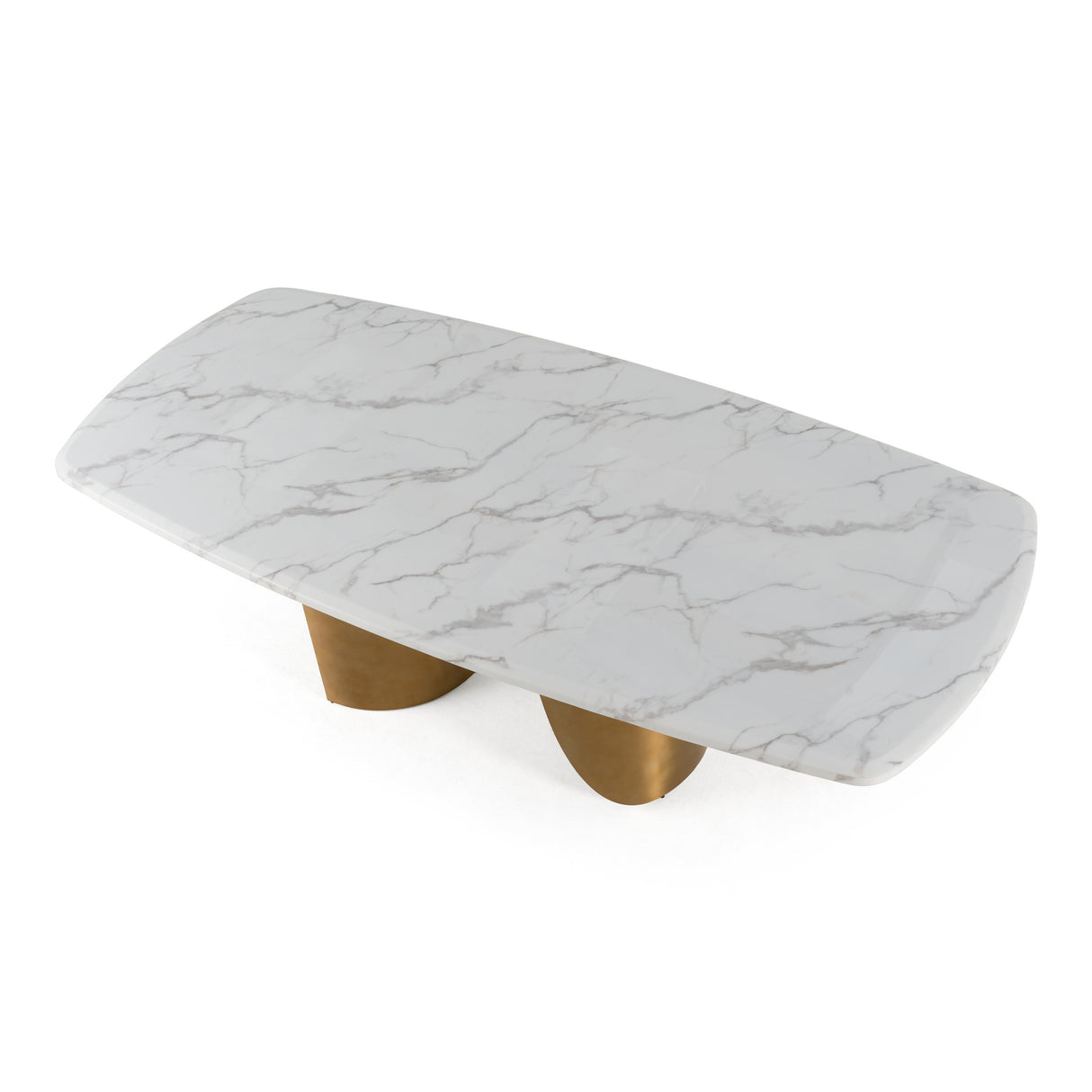 Reynold - Glam Faux Marble + Gold Stainless Steel 94-Inch Dining Table - View Image 1