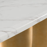 Reynold - Glam Faux Marble + Gold Stainless Steel 94-Inch Dining Table - View Image 1
