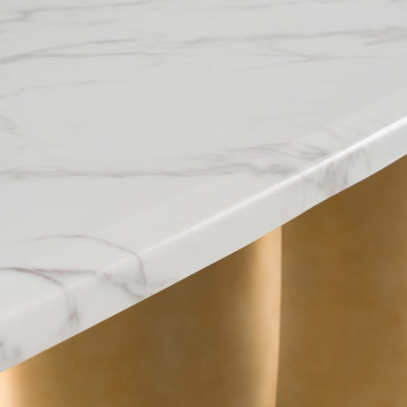 Reynold - Glam Faux Marble + Gold Stainless Steel 94-Inch Dining Table - View Image 1