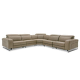 LaMod Italia Riviera Modern Taupe Italian Leather Sectional Sofa with 2 Recliners – Elegant & Functional Seating