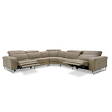 LaMod Italia Riviera Modern Taupe Italian Leather Sectional Sofa with 2 Recliners – Elegant & Functional Seating