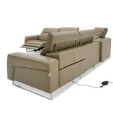 LaMod Italia Riviera Modern Taupe Italian Leather Sectional Sofa with 2 Recliners – Elegant & Functional Seating