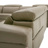 LaMod Italia Riviera Modern Taupe Italian Leather Sectional Sofa with 2 Recliners – Elegant & Functional Seating