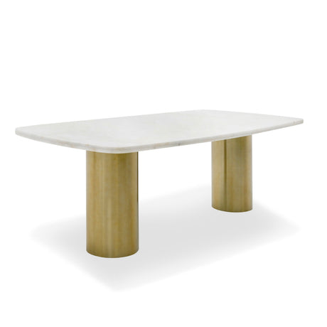 Modrest Rocky - Glam White Marble & Brush Gold Large Dining Table