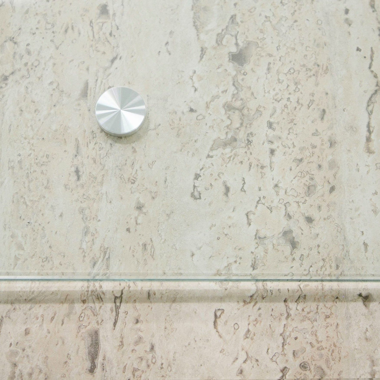 Nova Domus Roma - Modern Glass + Faux Travertine Reversible Desk
