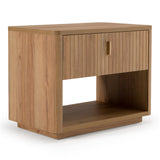 Eastern King Harris + Roma - Modern Off-White Fabric + Oak 4-Piece Bedroom Set