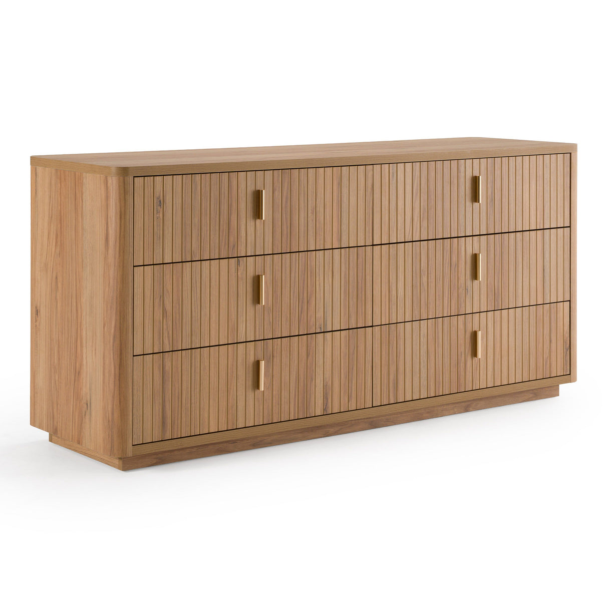 Eastern King Emilio + Roma - Modern Beige Fabric + Oak 4-Piece Bedroom Set