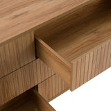 Eastern King Harris + Roma - Modern Off-White Fabric + Oak 4-Piece Bedroom Set