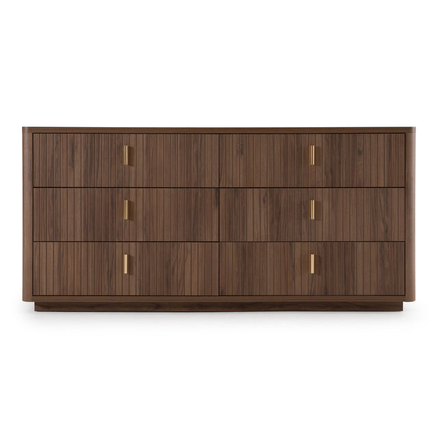 Roma - Modern Walnut + Gold Dresser - View Image 1