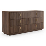 Eastern King Emilio + Roma - Modern Beige Fabric + Walnut 4-Piece Bedroom Set