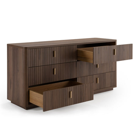 Roma - Modern Walnut + Gold Dresser - View Image 1
