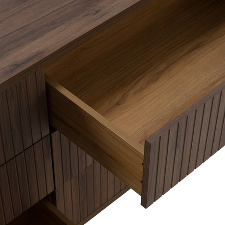 Eastern King Emilio + Roma - Modern Beige Fabric + Walnut 4-Piece Bedroom Set