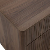 Eastern King Rousey + Roma - Modern Taupe Fabric + Walnut 4-Piece Bedroom Set