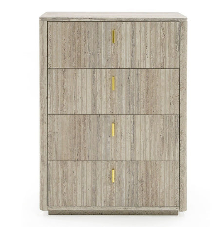 Nova Domus Roma - Modern Faux Travertine + Gold Chest