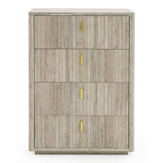 Nova Domus Roma - Modern Faux Travertine + Gold Chest