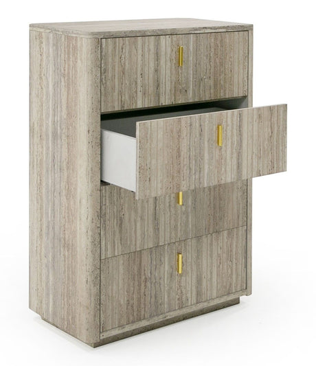 Nova Domus Roma - Modern Faux Travertine + Gold Chest