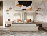 Eastern King - Daystar + Roma - Modern Beige Velvet + Travertine + Gold Bedroom Set - View Image 1