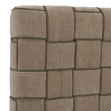 Eastern King Rousey + Roma - Modern Taupe Fabric + Walnut 4-Piece Bedroom Set