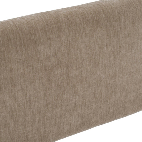 Eastern King Rousey + Roma - Modern Taupe Fabric + Walnut 4-Piece Bedroom Set