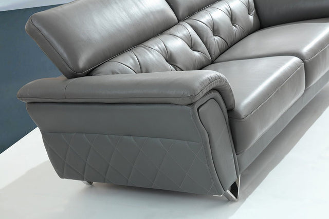 Divani Casa Perry Modern Grey Leather Sofa Set | Home Elegance USA