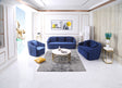 Palomar Modern Blue Velvet & Brass Sofa - View Image 1