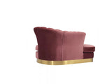 Divani Casa Arvada Modern Pink Velvet & Gold Loveseat Chaise Vgzas40 - 2 - Pnk - VGZAS40 - 2 - PNK - Home Elegance USA - 3