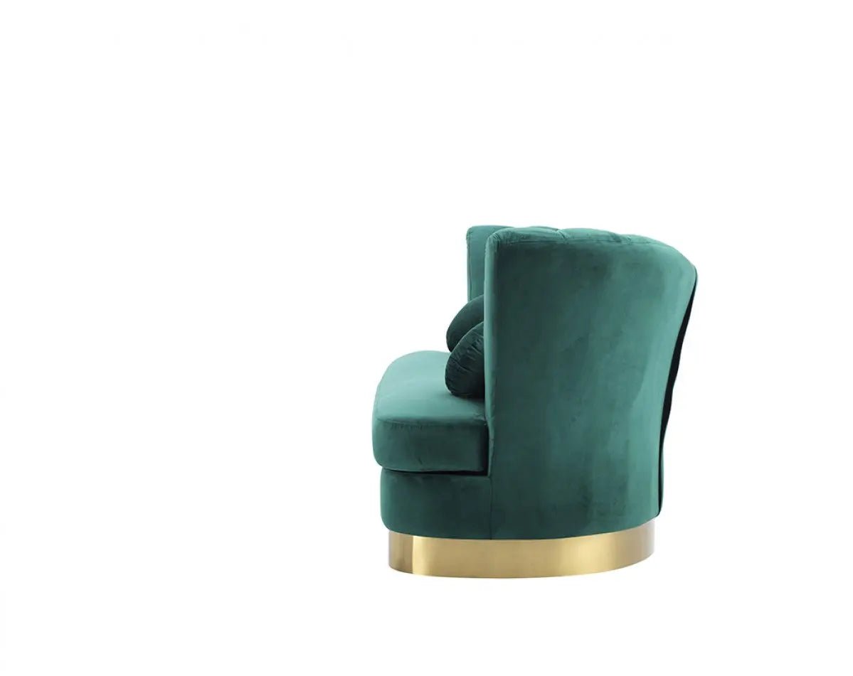 Divani Casa Arvada Modern Green Velvet & Gold Sofa Vgzas40 - 3 - Grn - VGZAS40 - 3 - GRN - Home Elegance USA - 2