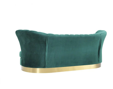 Divani Casa Arvada Modern Green Velvet & Gold Sofa Vgzas40 - 3 - Grn - VGZAS40 - 3 - GRN - Home Elegance USA - 3