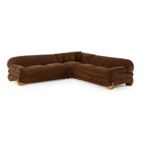 Crockett - Modern Brown Fabric Sectional Sofa - View Image 1