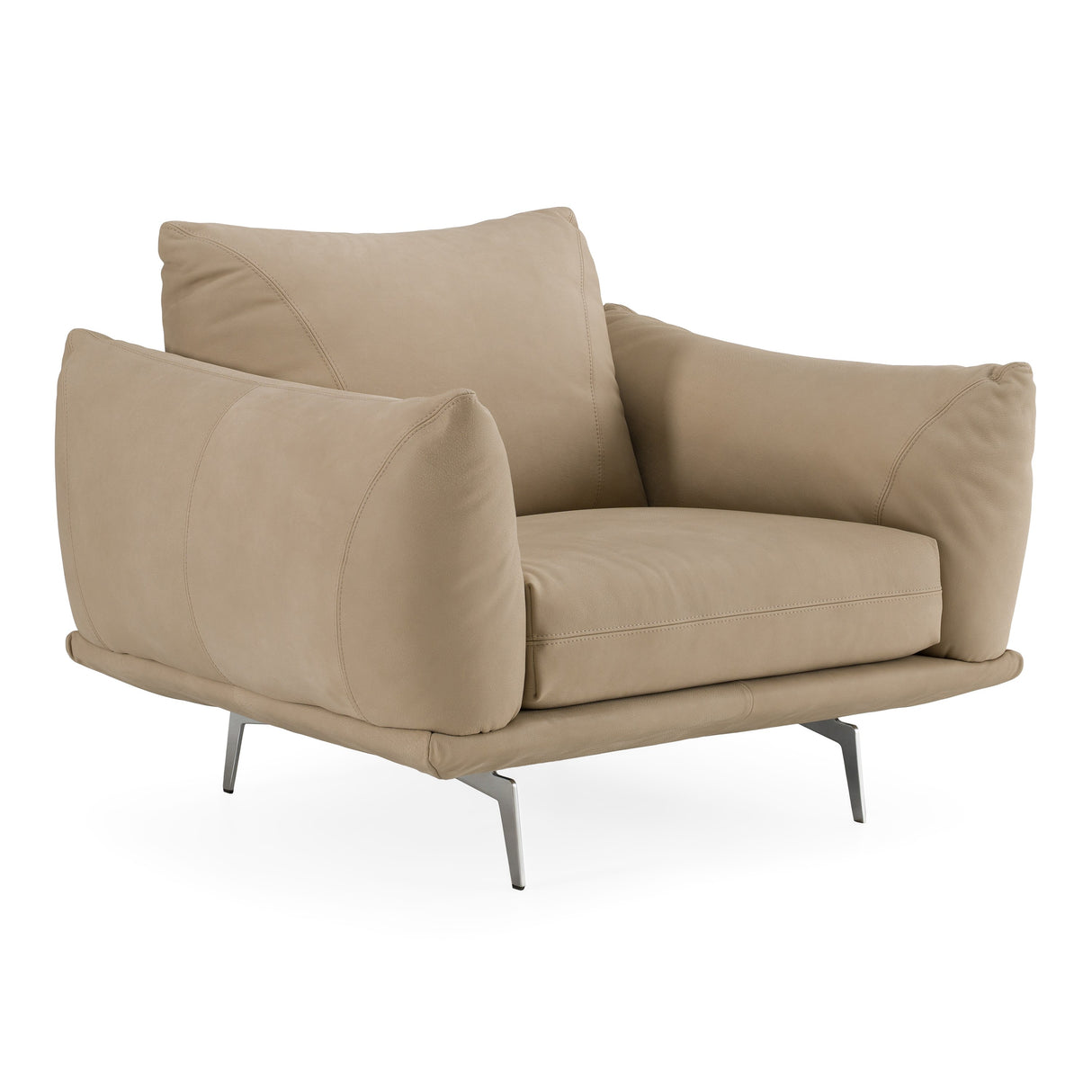 Saint Tropez - Modern Italian Beige Leather Accent Chair - View Image 1