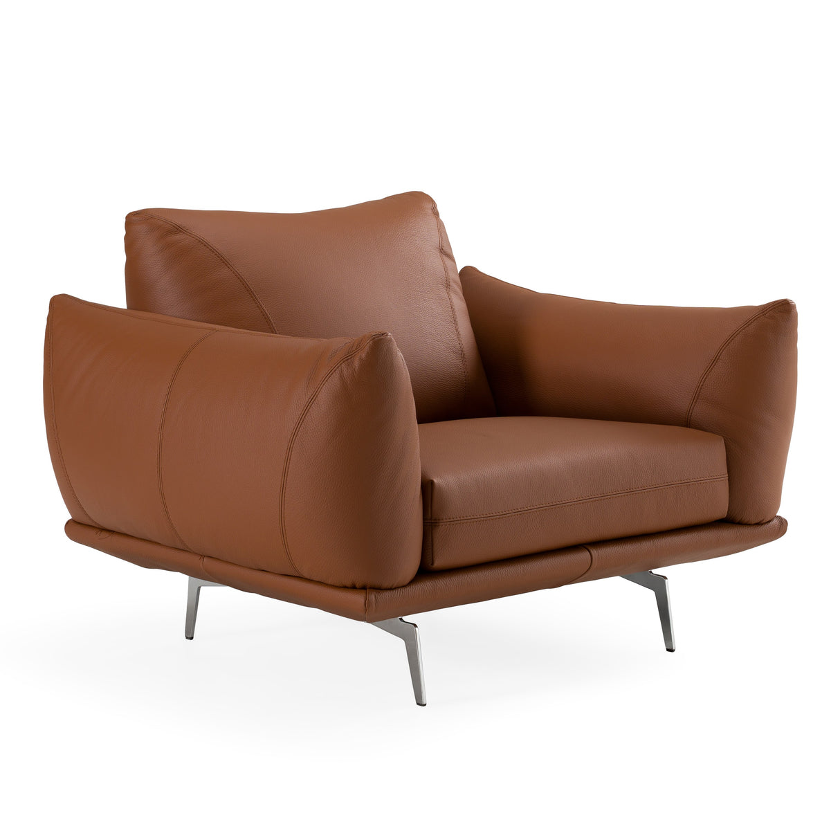 Saint Tropez - Modern Italian Cognac Leather Accent Chair - View Image 1