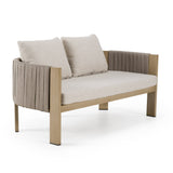 Salvora - Outdoor Beige Fabric & Grey Rope Loveseat - View Image 1
